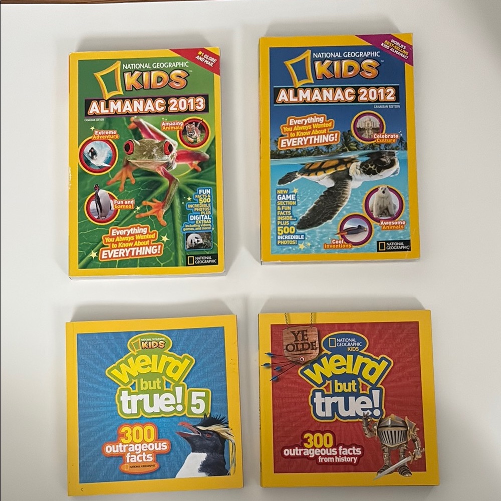 Lot of 4 National Geographic Books (Almanac and Weird But True)
